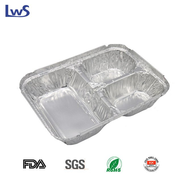 3 Compartments, Silver Aluminum Foil Containers, For Storing, Baking, And Meal Prep - Restaurantware LWS-3C220